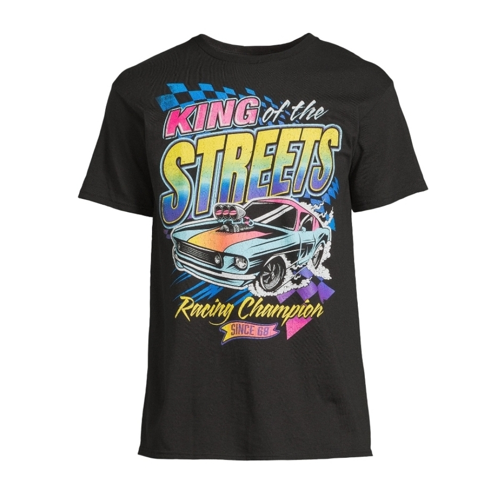 3XL New Big Men's King of the Streets Graphic Tee with Short Sleeves
